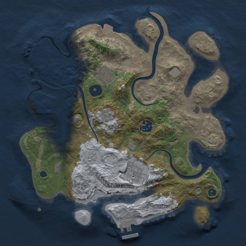 Rust Map: Procedural Map, Size: 3000, Seed: 18166, 9 Monuments