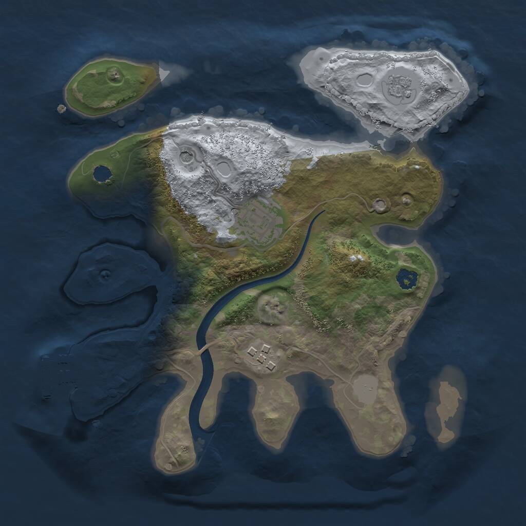 Rust Map: Procedural Map, Size: 2500, Seed: 16845, 6 Monuments