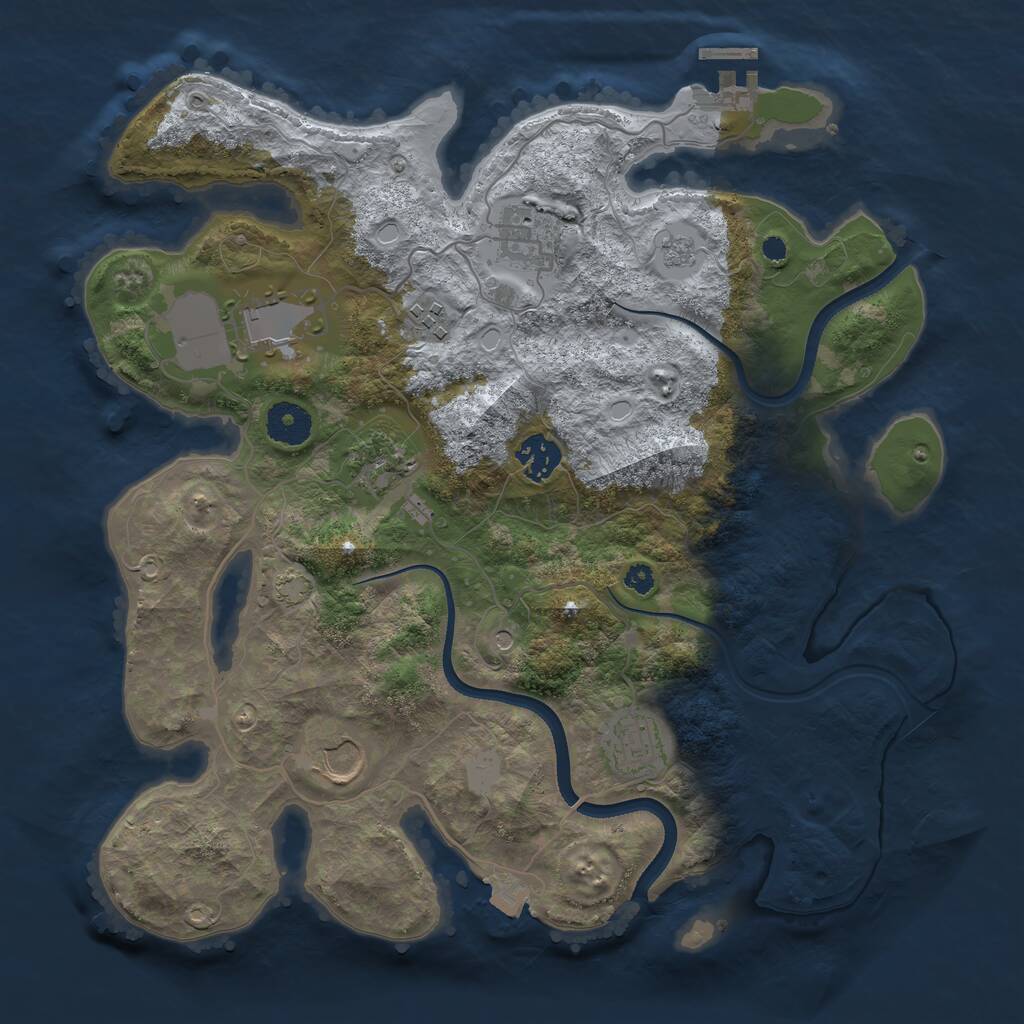 Rust Map: Procedural Map, Size: 3500, Seed: 143234383, 12 Monuments