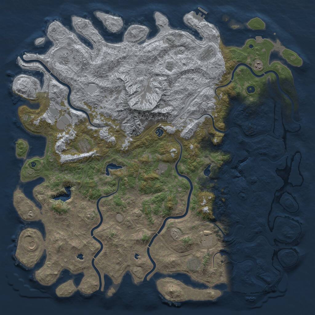 Rust Map: Procedural Map, Size: 6000, Seed: 847264952, 17 Monuments