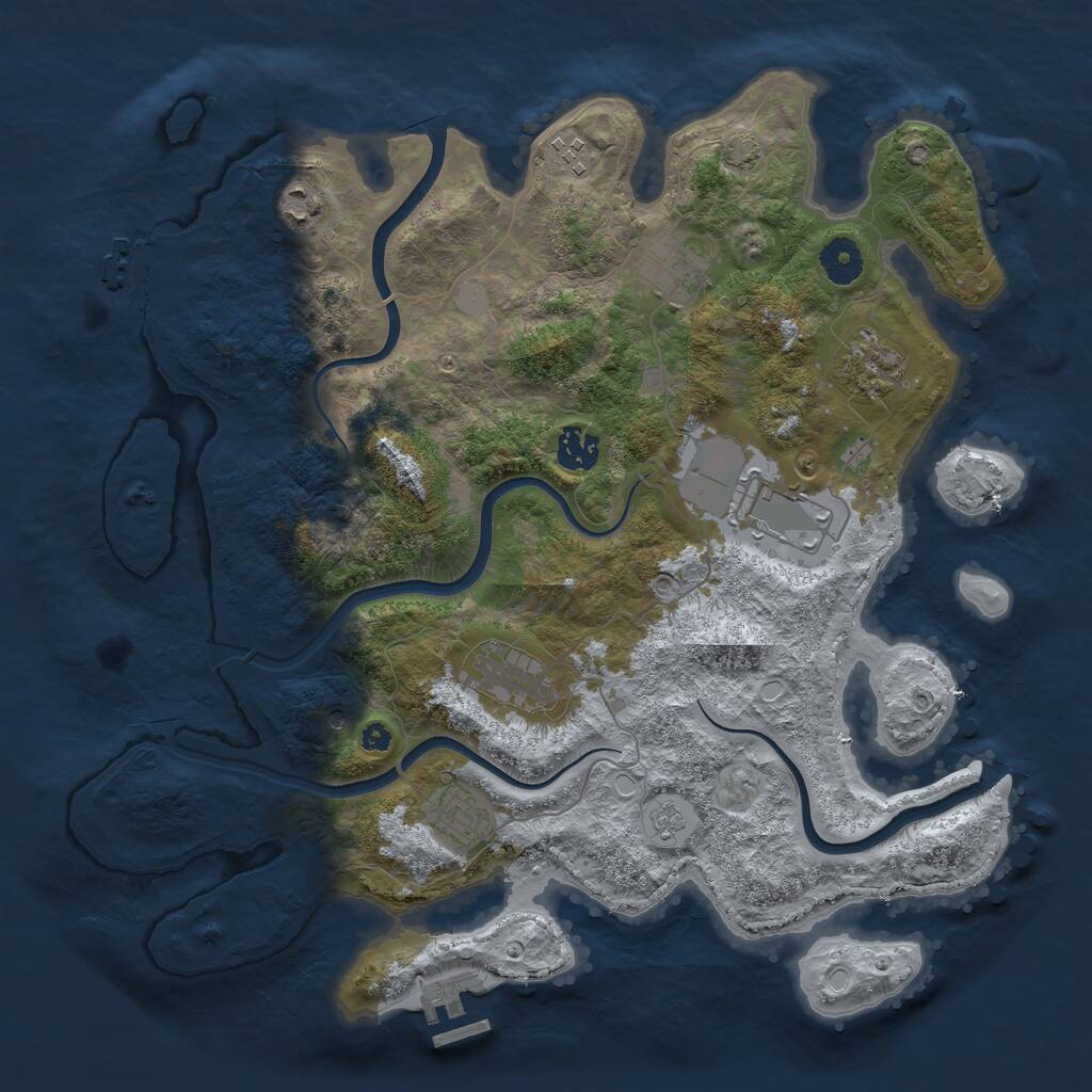 Rust Map: Procedural Map, Size: 3750, Seed: 70217, 14 Monuments