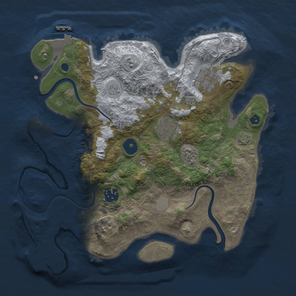Rust Map: Procedural Map, Size: 3000, Seed: 14052025, 9 Monuments