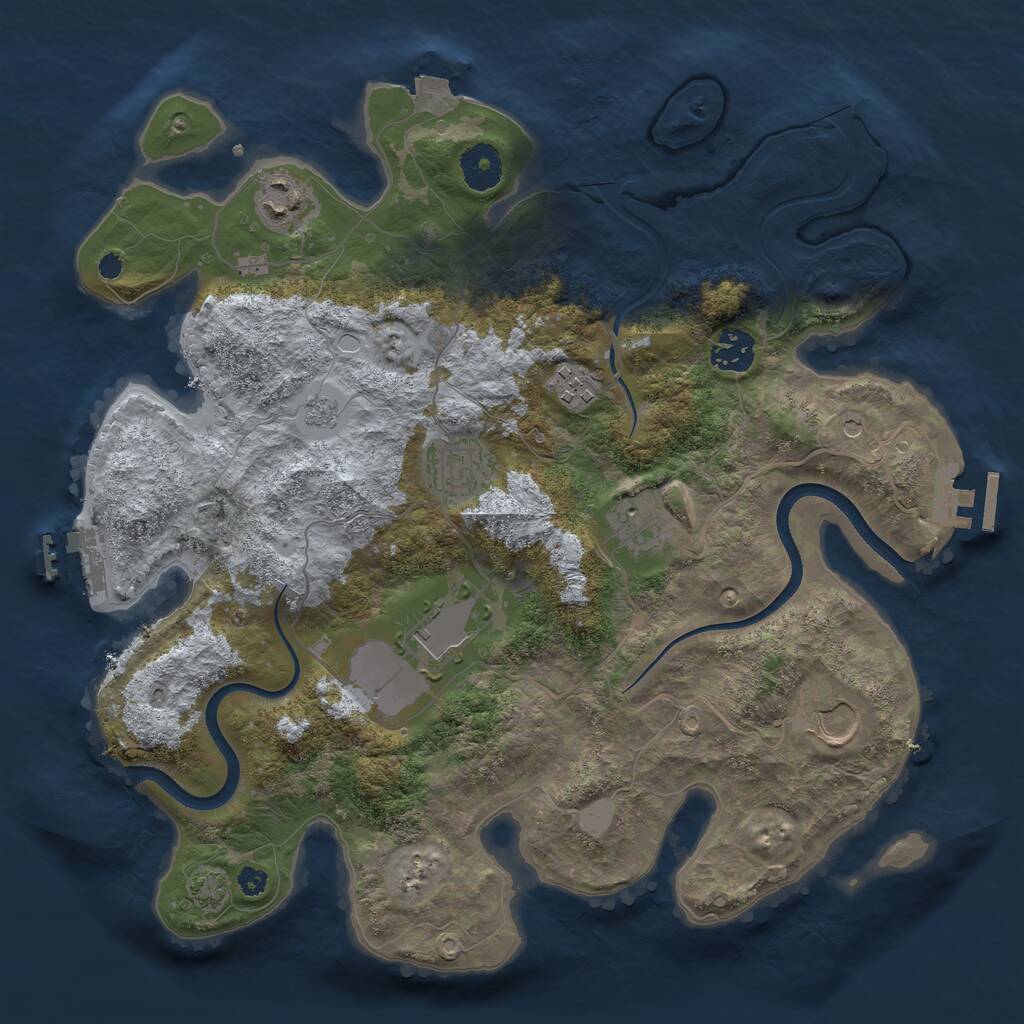 Rust Map: Procedural Map, Size: 3500, Seed: 77877764, 13 Monuments