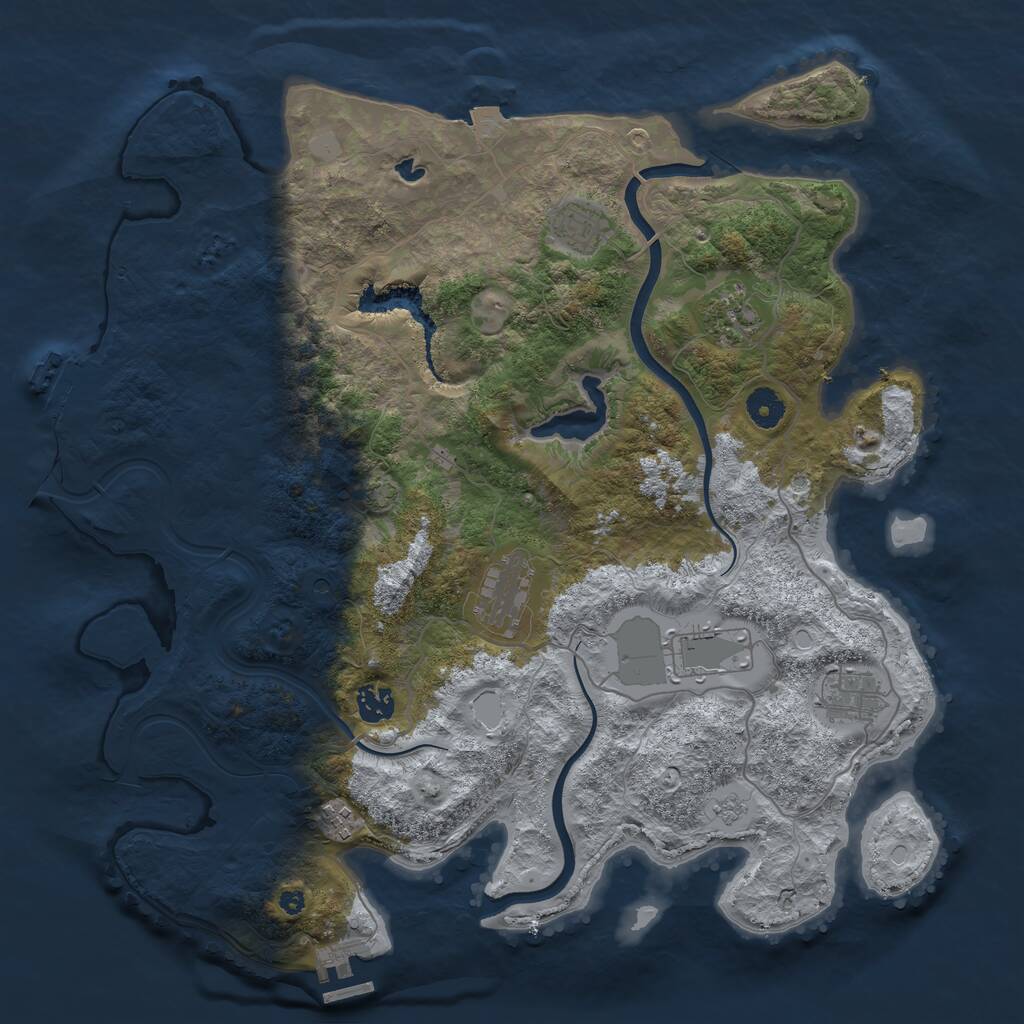 Rust Map: Procedural Map, Size: 4000, Seed: 446276056, 13 Monuments