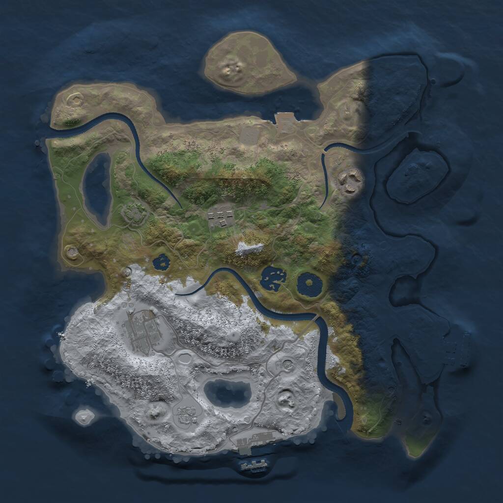 Rust Map: Procedural Map, Size: 3000, Seed: 32282162, 10 Monuments