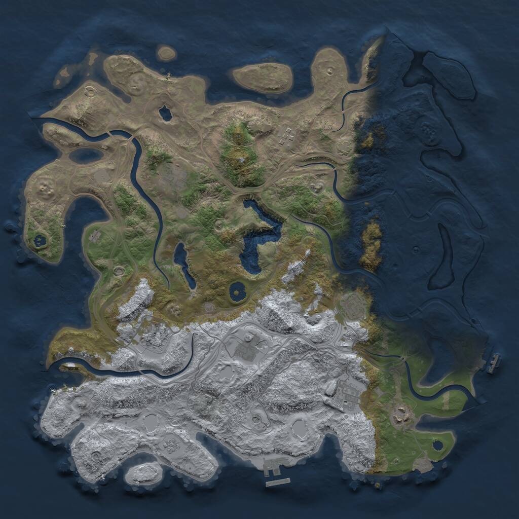 Rust Map: Procedural Map, Size: 4250, Seed: 1249079357, 13 Monuments