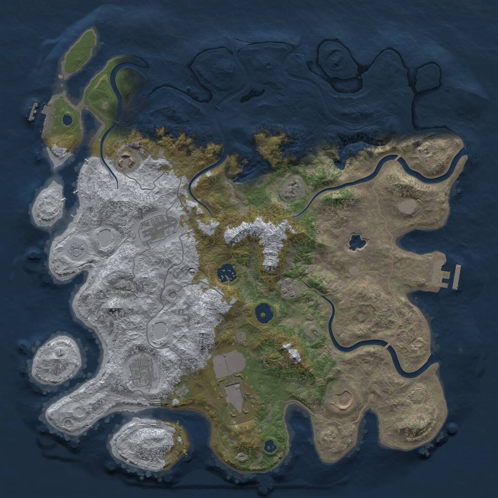 Rust Map: Procedural Map, Size: 4000, Seed: 129059675, 13 Monuments