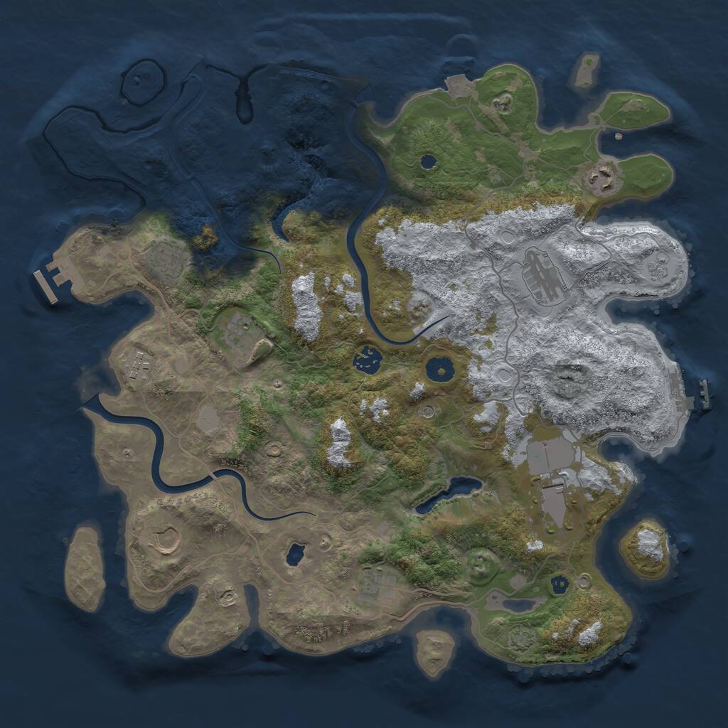 Rust Map: Procedural Map, Size: 4000, Seed: 1111014880, 15 Monuments