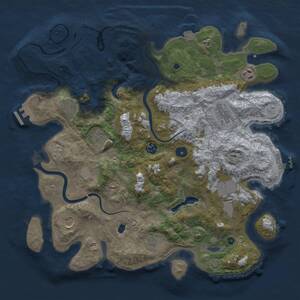 Thumbnail Rust Map: Procedural Map, Size: 4000, Seed: 1111014880, 15 Monuments