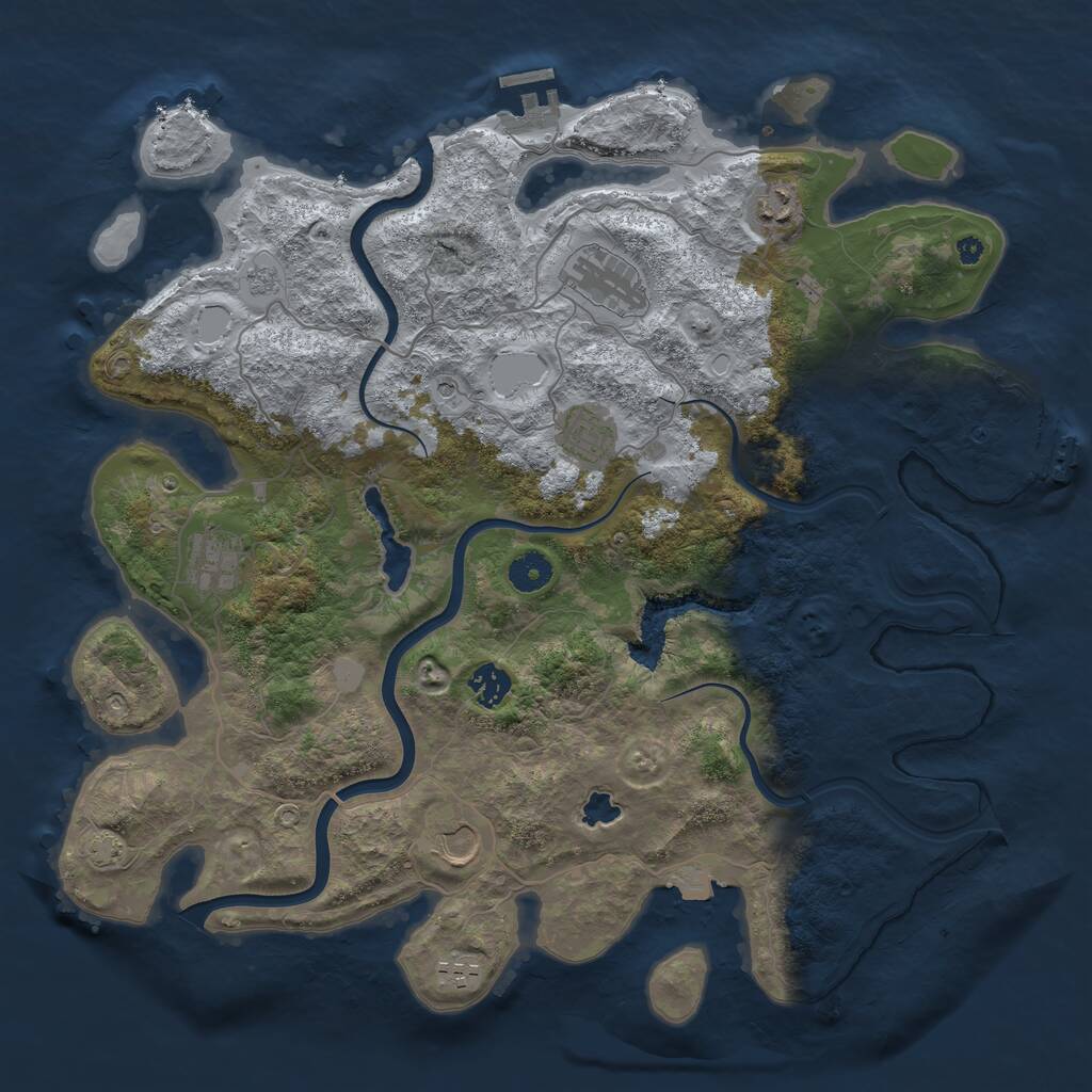 Rust Map: Procedural Map, Size: 4000, Seed: 344747, 13 Monuments