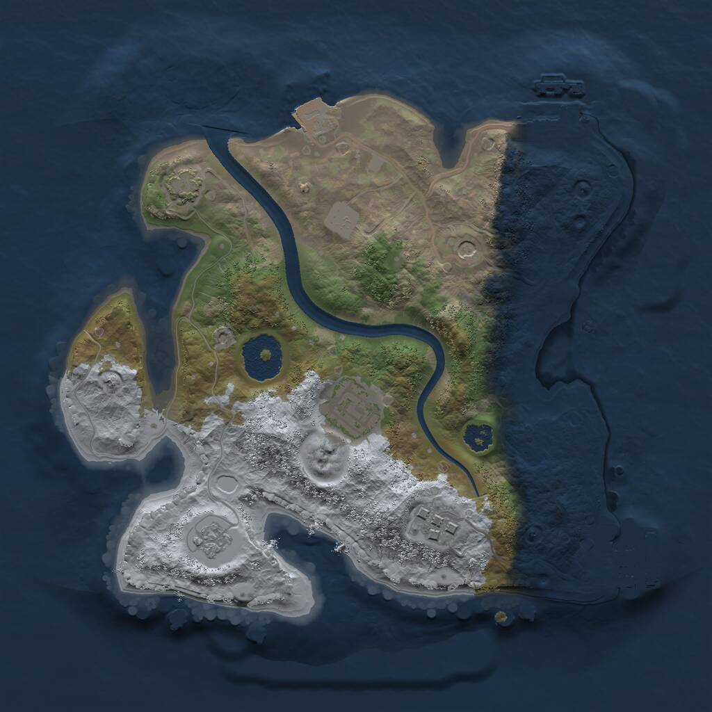 Rust Map: Procedural Map, Size: 2500, Seed: 58654, 8 Monuments