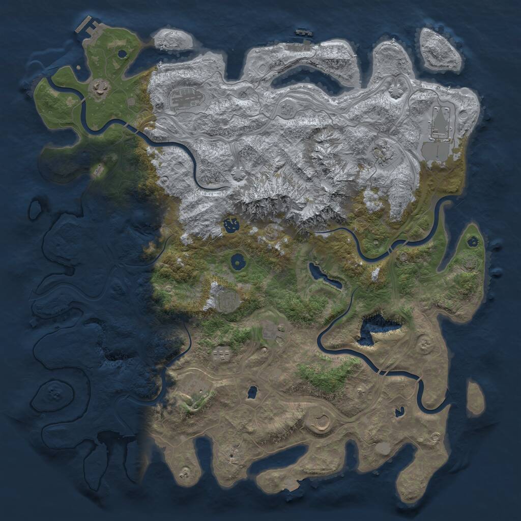 Rust Map: Procedural Map, Size: 5000, Seed: 16845, 16 Monuments