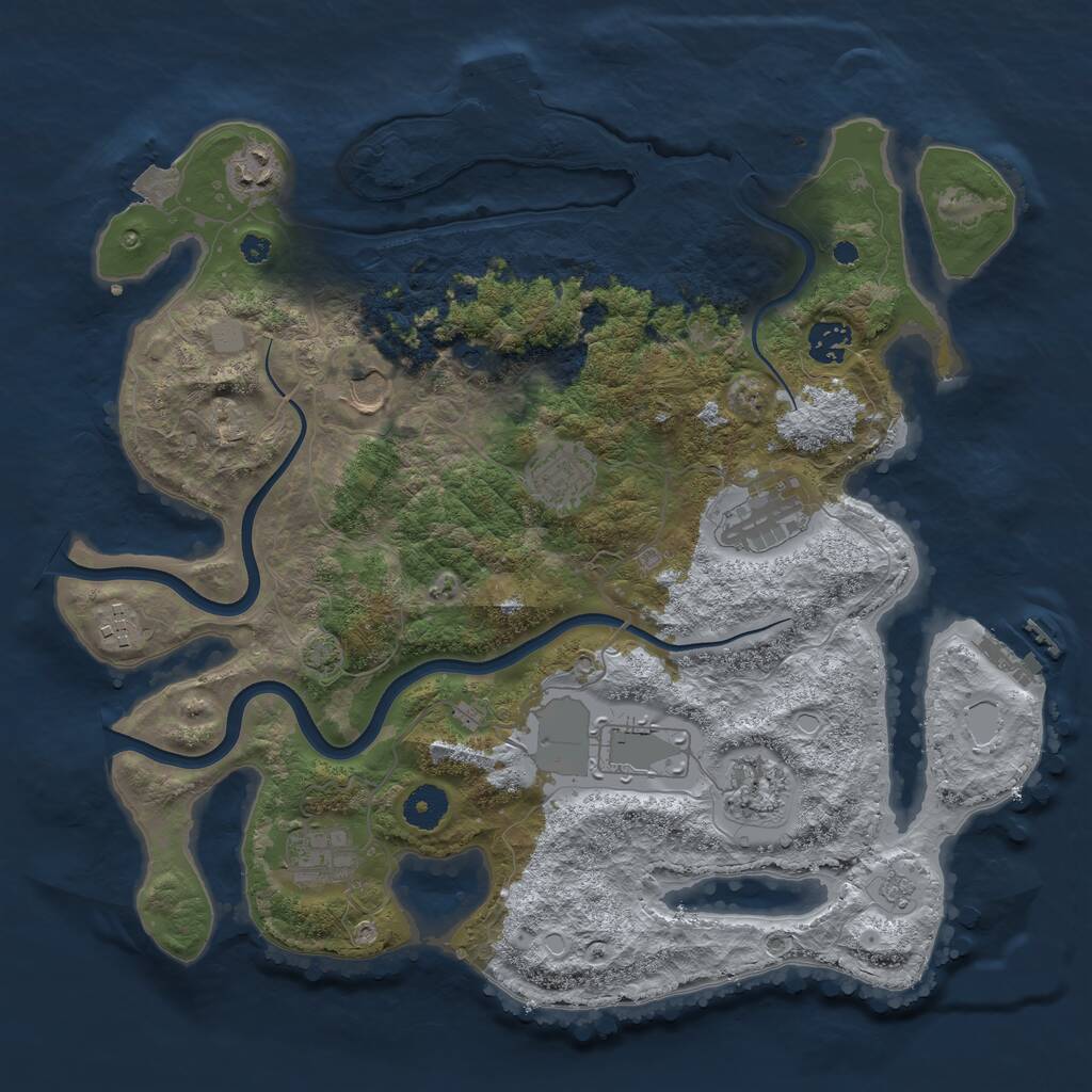 Rust Map: Procedural Map, Size: 3750, Seed: 598648860, 15 Monuments
