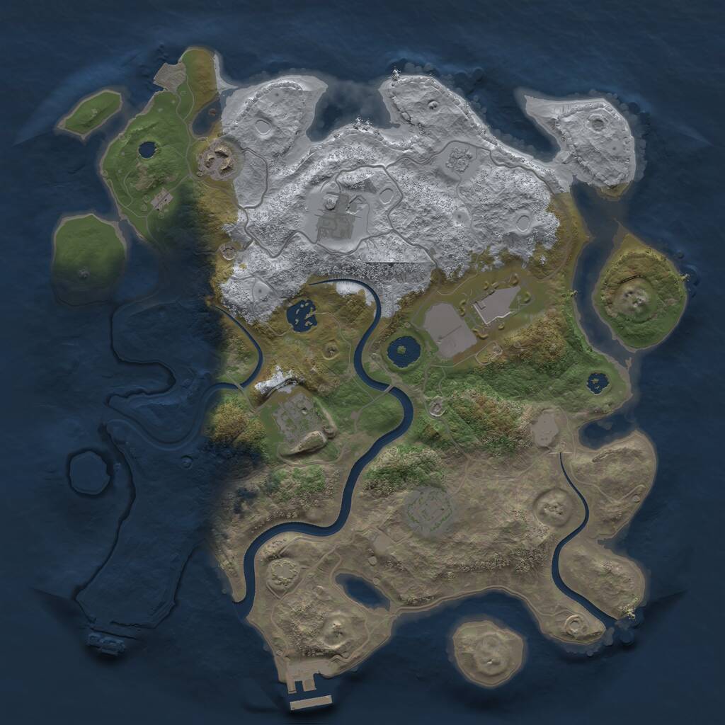 Rust Map: Procedural Map, Size: 3500, Seed: 905418532, 12 Monuments