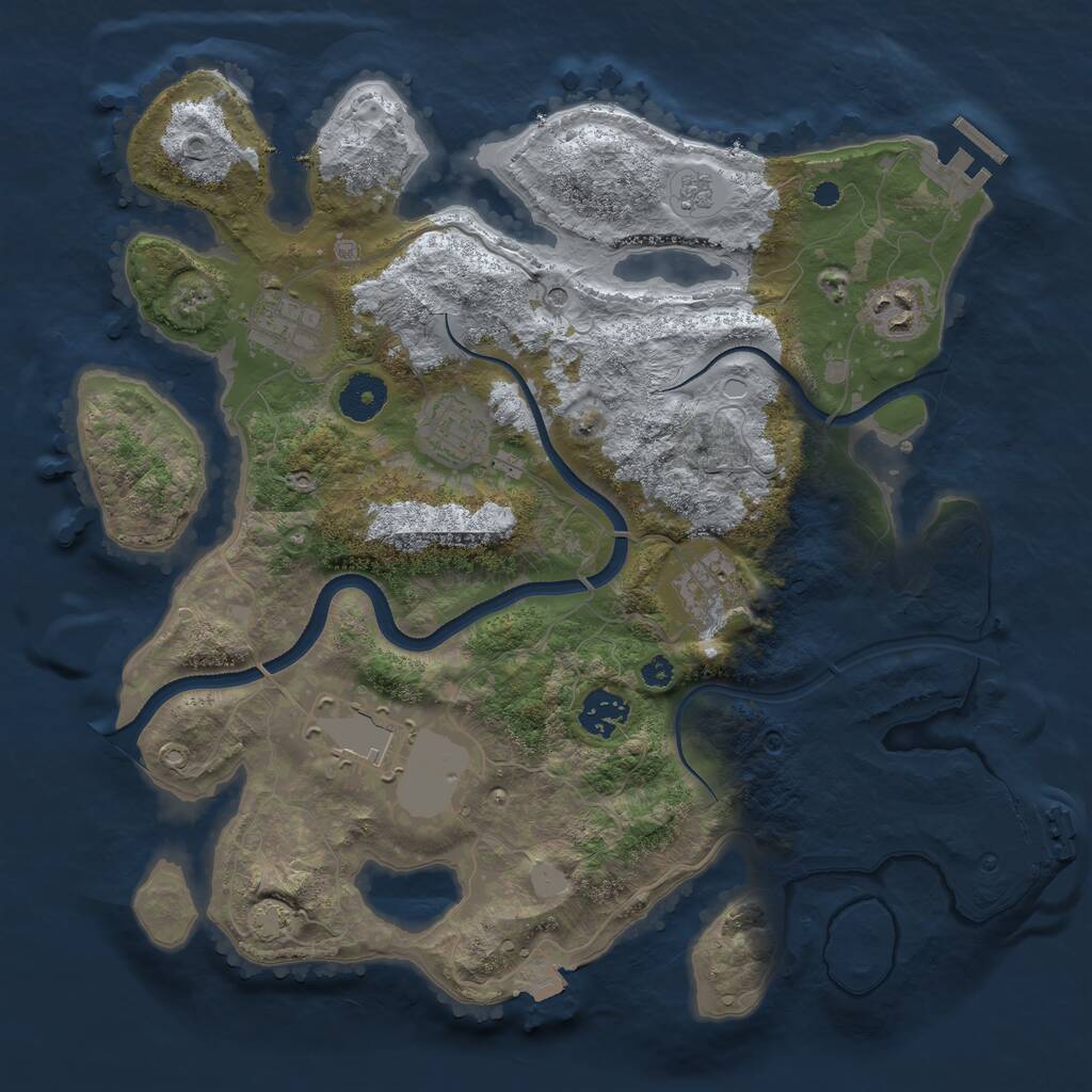Rust Map: Procedural Map, Size: 3500, Seed: 443443703, 12 Monuments