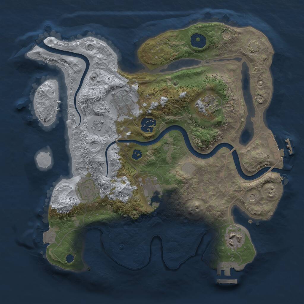 Rust Map: Procedural Map, Size: 3000, Seed: 28522, 12 Monuments