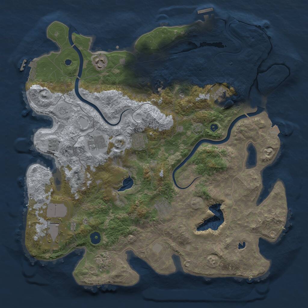 Rust Map: Procedural Map, Size: 4000, Seed: 305958950, 14 Monuments
