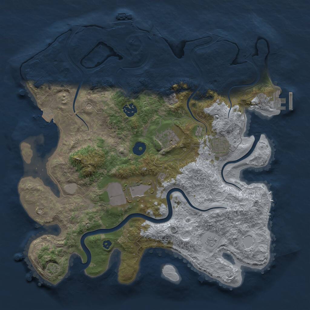 Rust Map: Procedural Map, Size: 3500, Seed: 287593092, 11 Monuments