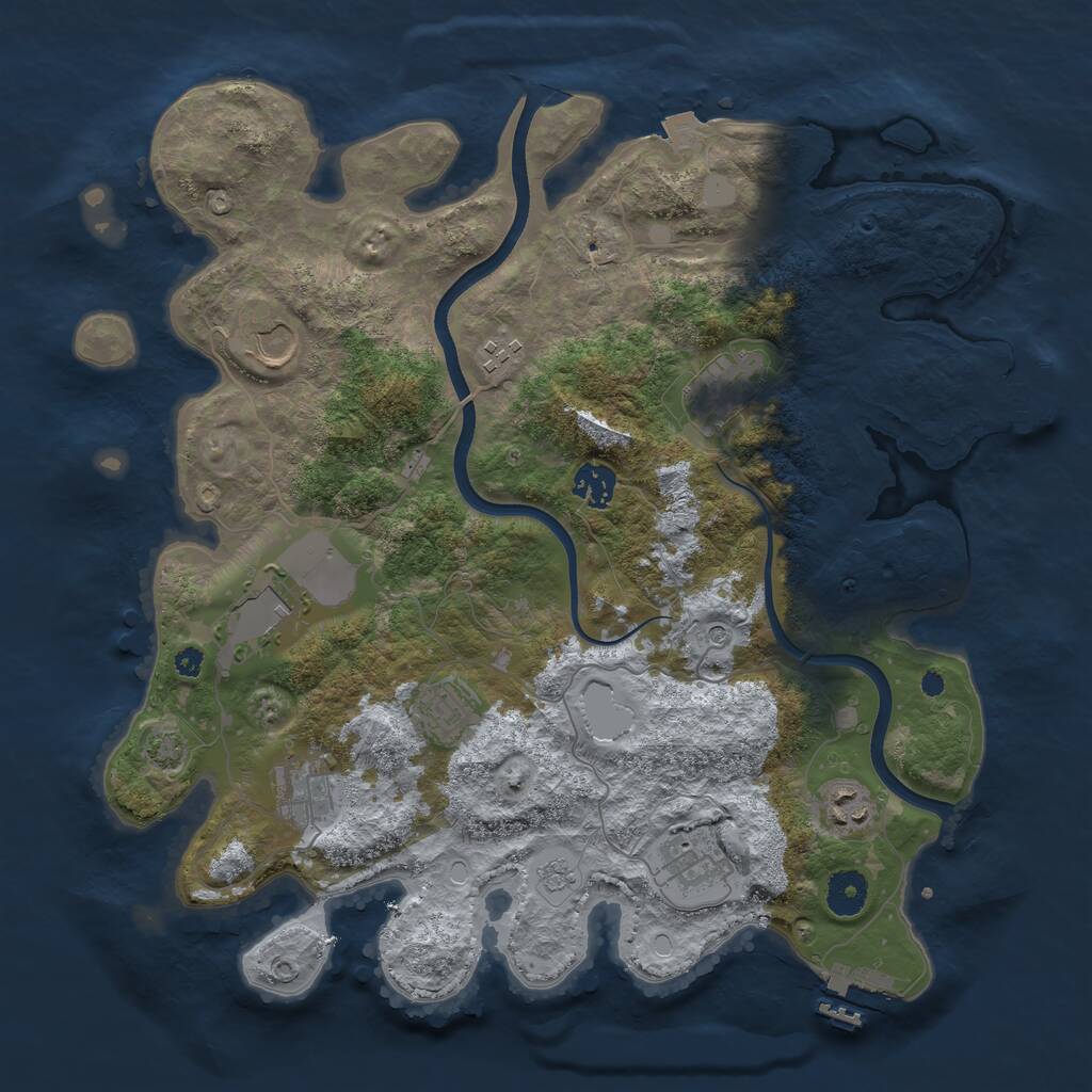 Rust Map: Procedural Map, Size: 3750, Seed: 282963849, 15 Monuments