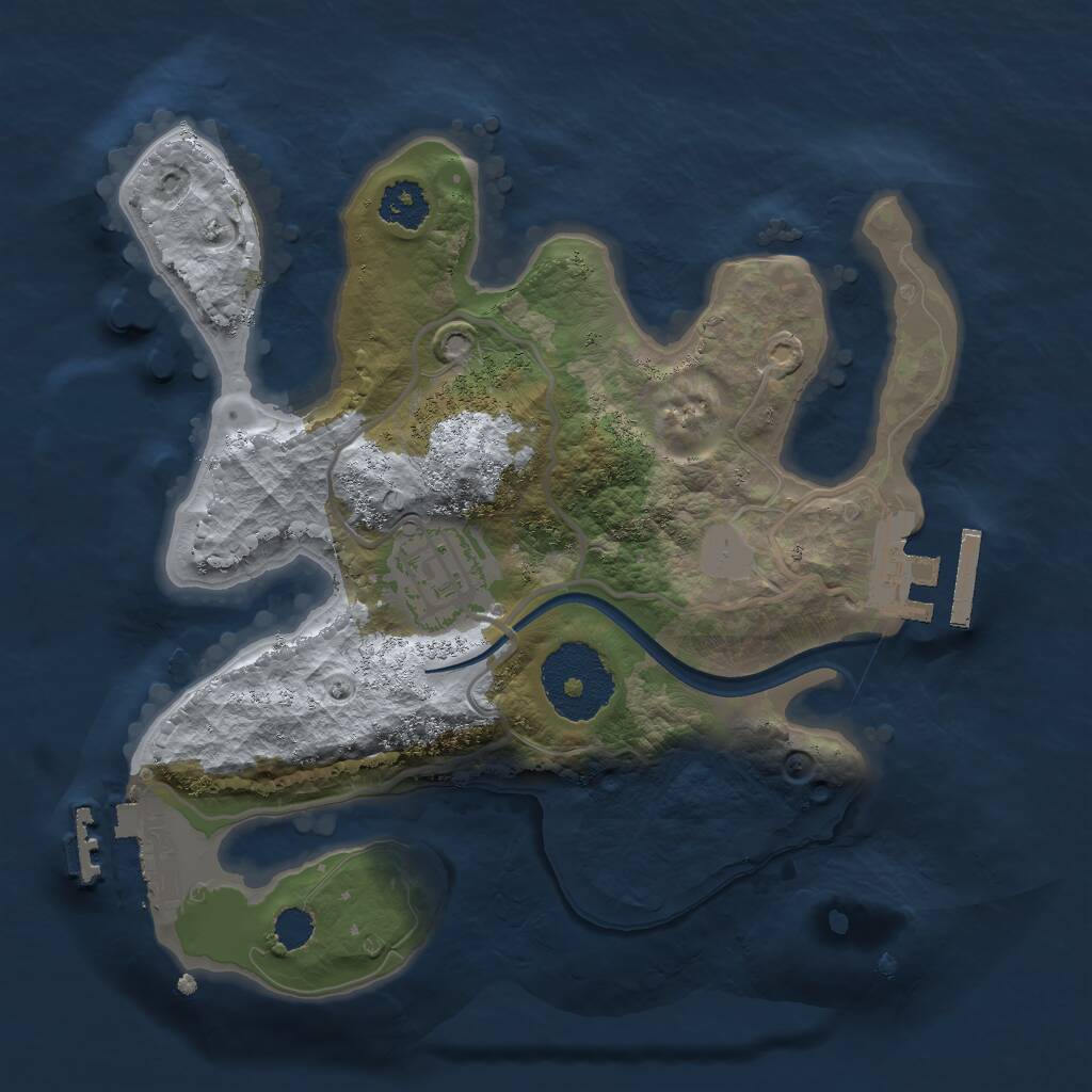 Rust Map: Procedural Map, Size: 2250, Seed: 39810285, 4 Monuments