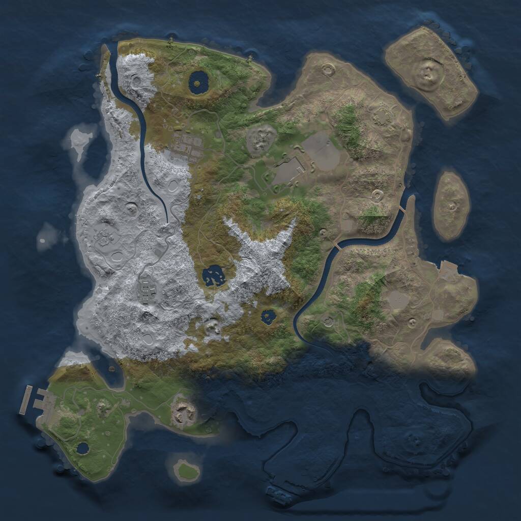 Rust Map: Procedural Map, Size: 3500, Seed: 635053630, 11 Monuments