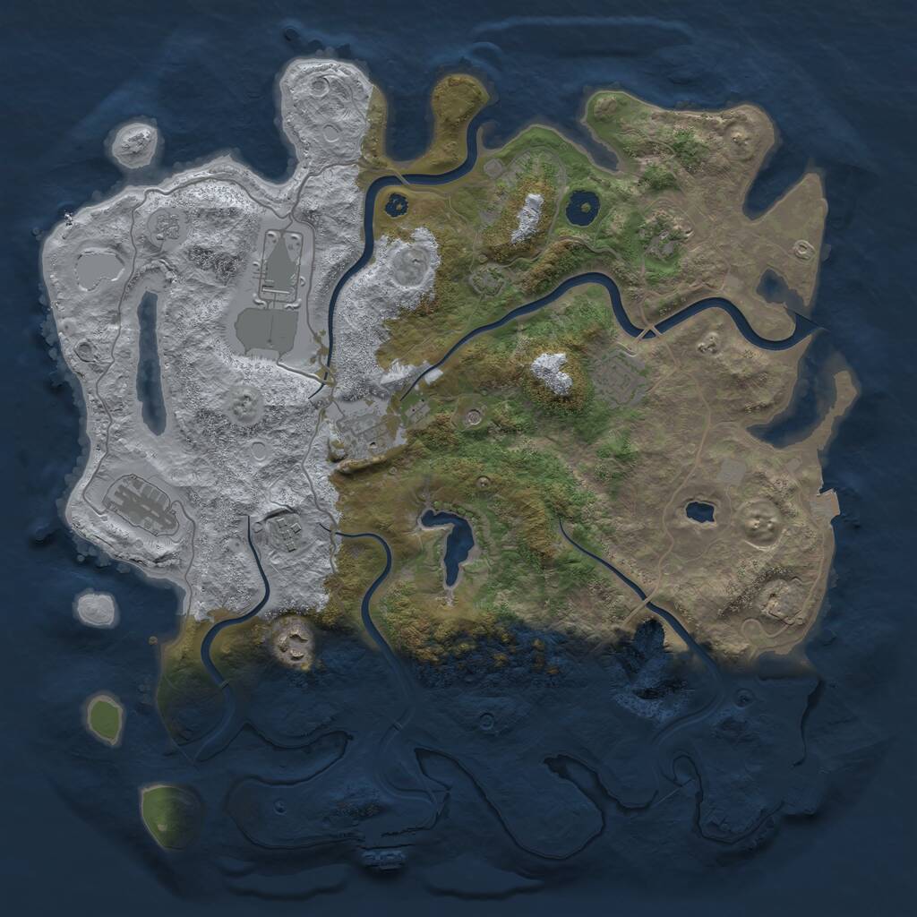 Rust Map: Procedural Map, Size: 4000, Seed: 2135366610, 13 Monuments