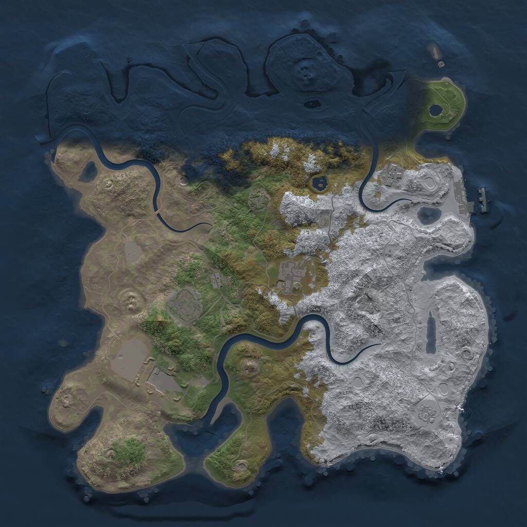 Rust Map: Procedural Map, Size: 3500, Seed: 472730470, 10 Monuments