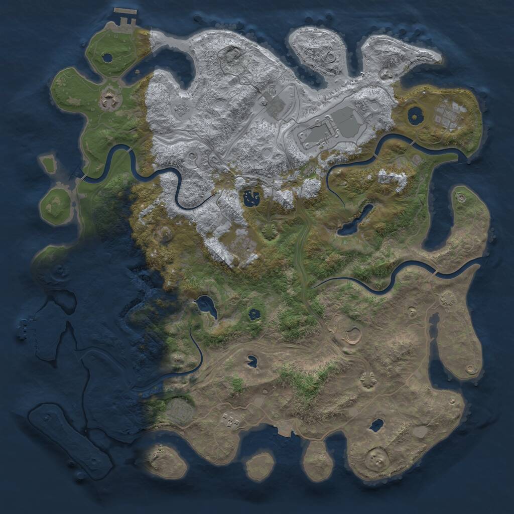 Rust Map: Procedural Map, Size: 4500, Seed: 1255988148, 15 Monuments