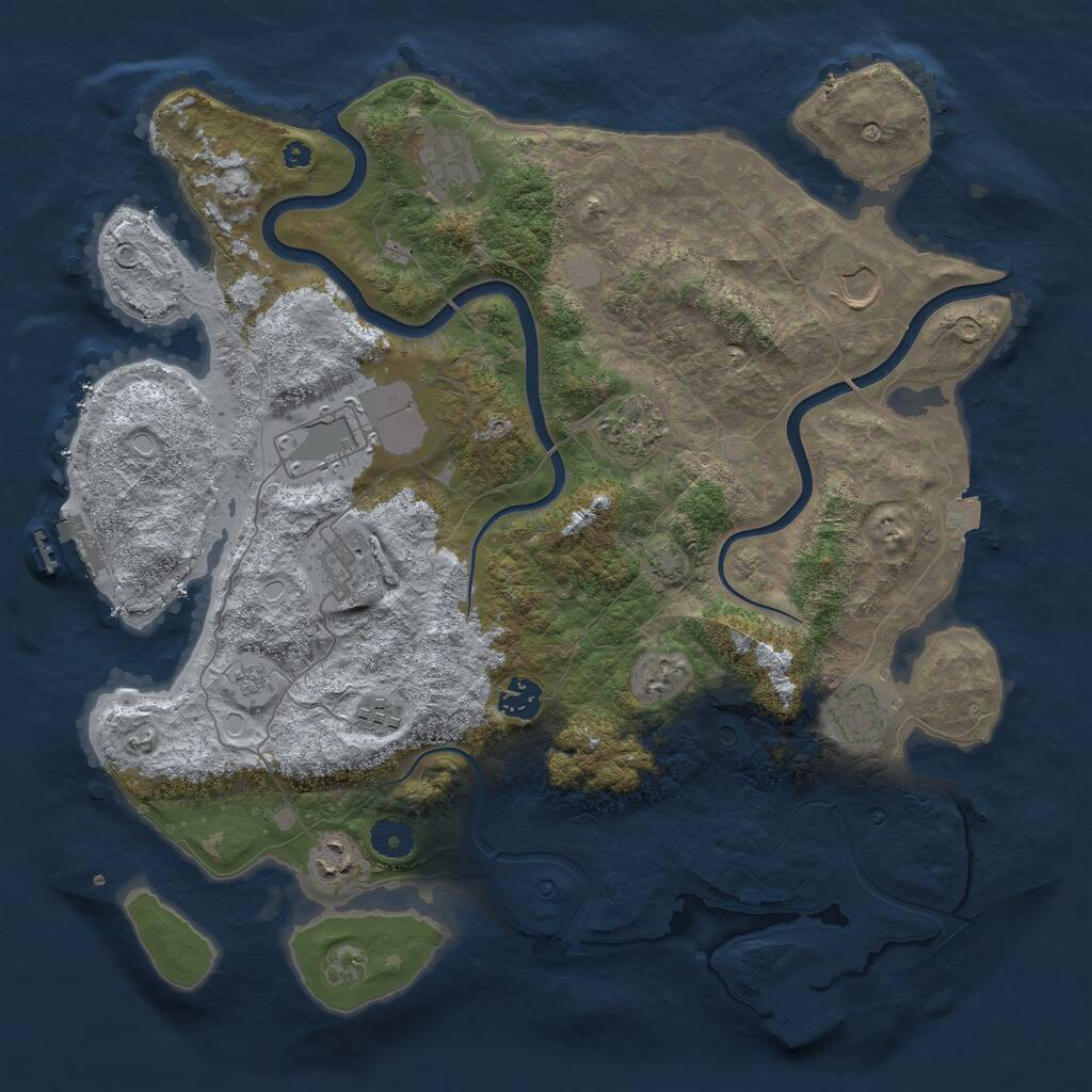 Rust Map: Procedural Map, Size: 3900, Seed: 1098306160, 15 Monuments