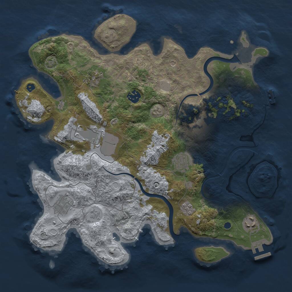 Rust Map: Procedural Map, Size: 3500, Seed: 33325, 14 Monuments
