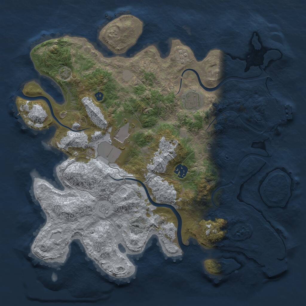 Rust Map: Procedural Map, Size: 3500, Seed: 33325, 10 Monuments