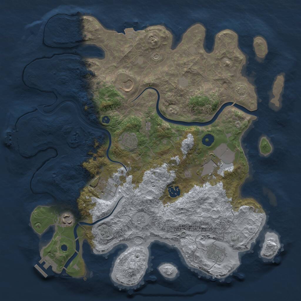 Rust Map: Procedural Map, Size: 3750, Seed: 1927532774, 14 Monuments