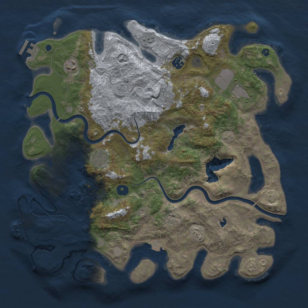 Rust Map: Procedural Map, Size: 4000, Seed: 584623, 12 Monuments