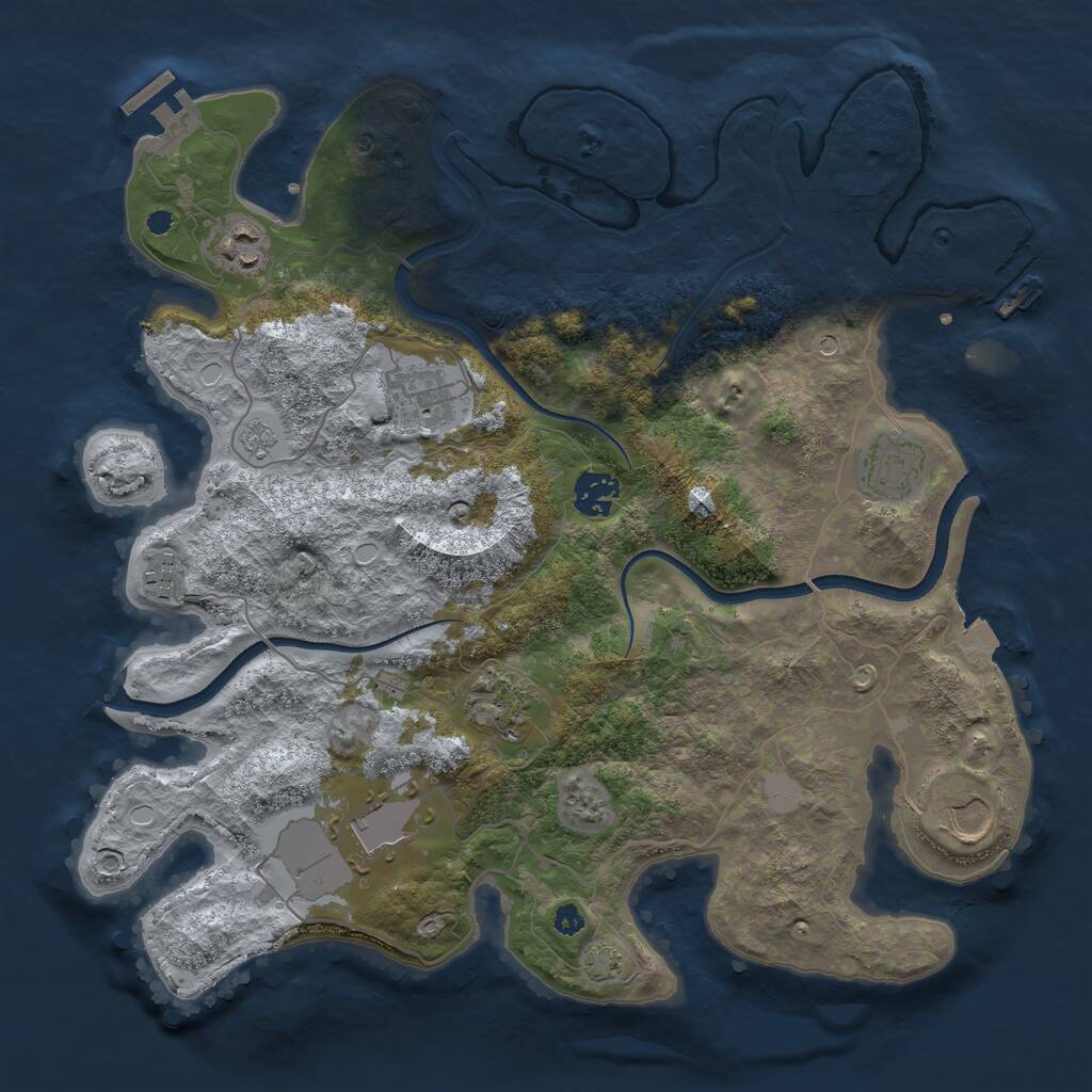 Rust Map: Procedural Map, Size: 3600, Seed: 2438, 14 Monuments