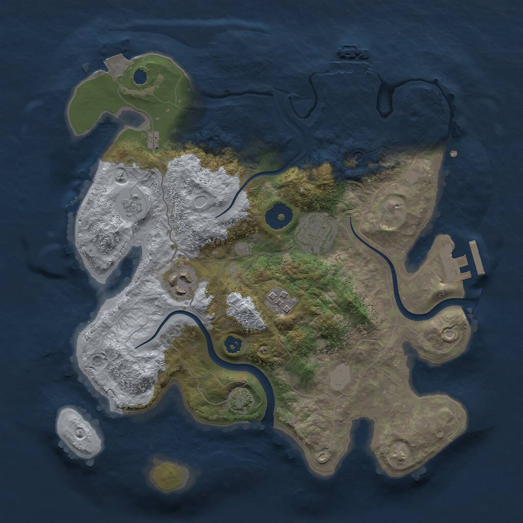 Rust Map: Procedural Map, Size: 3000, Seed: 113940920, 9 Monuments