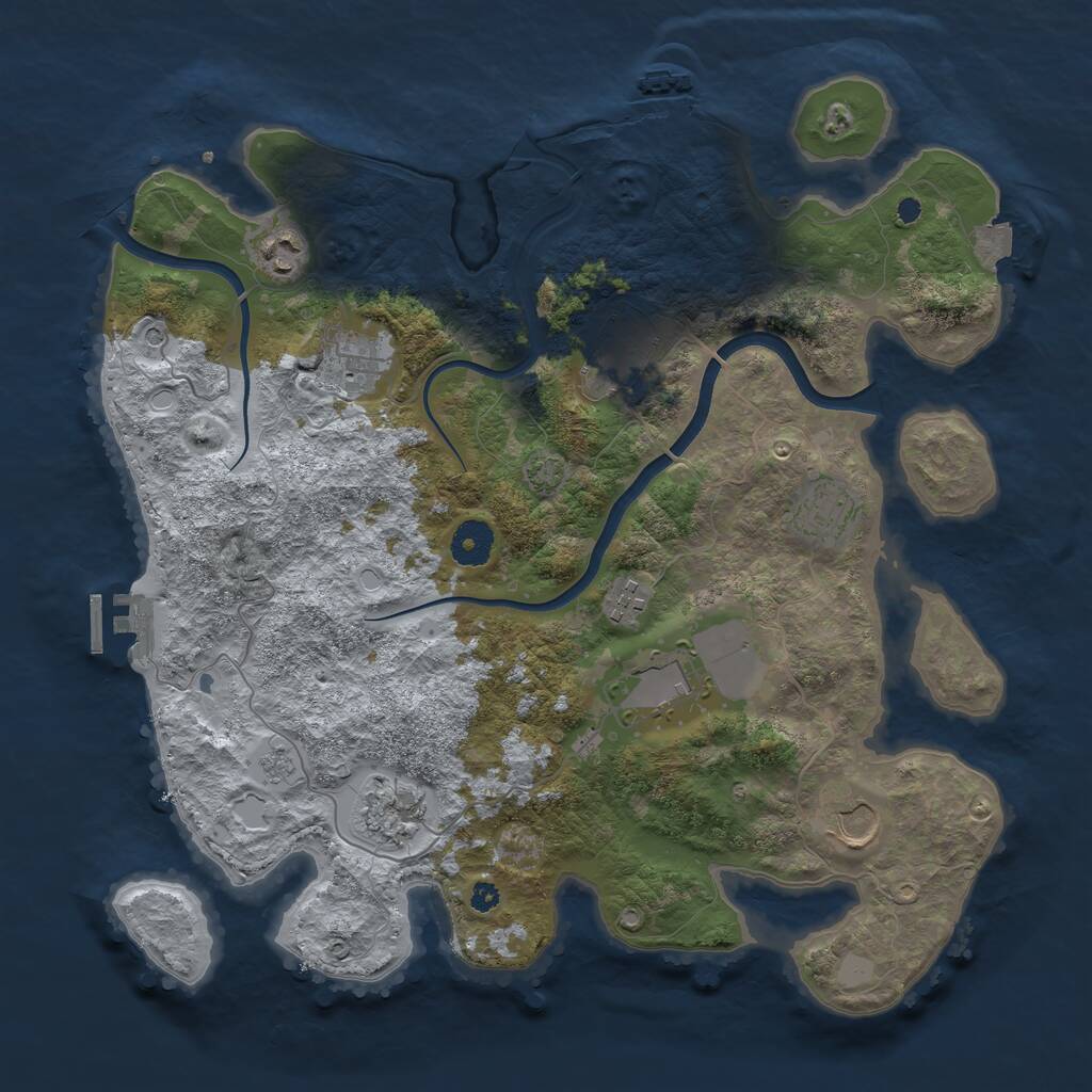 Rust Map: Procedural Map, Size: 3700, Seed: 1006822347, 14 Monuments