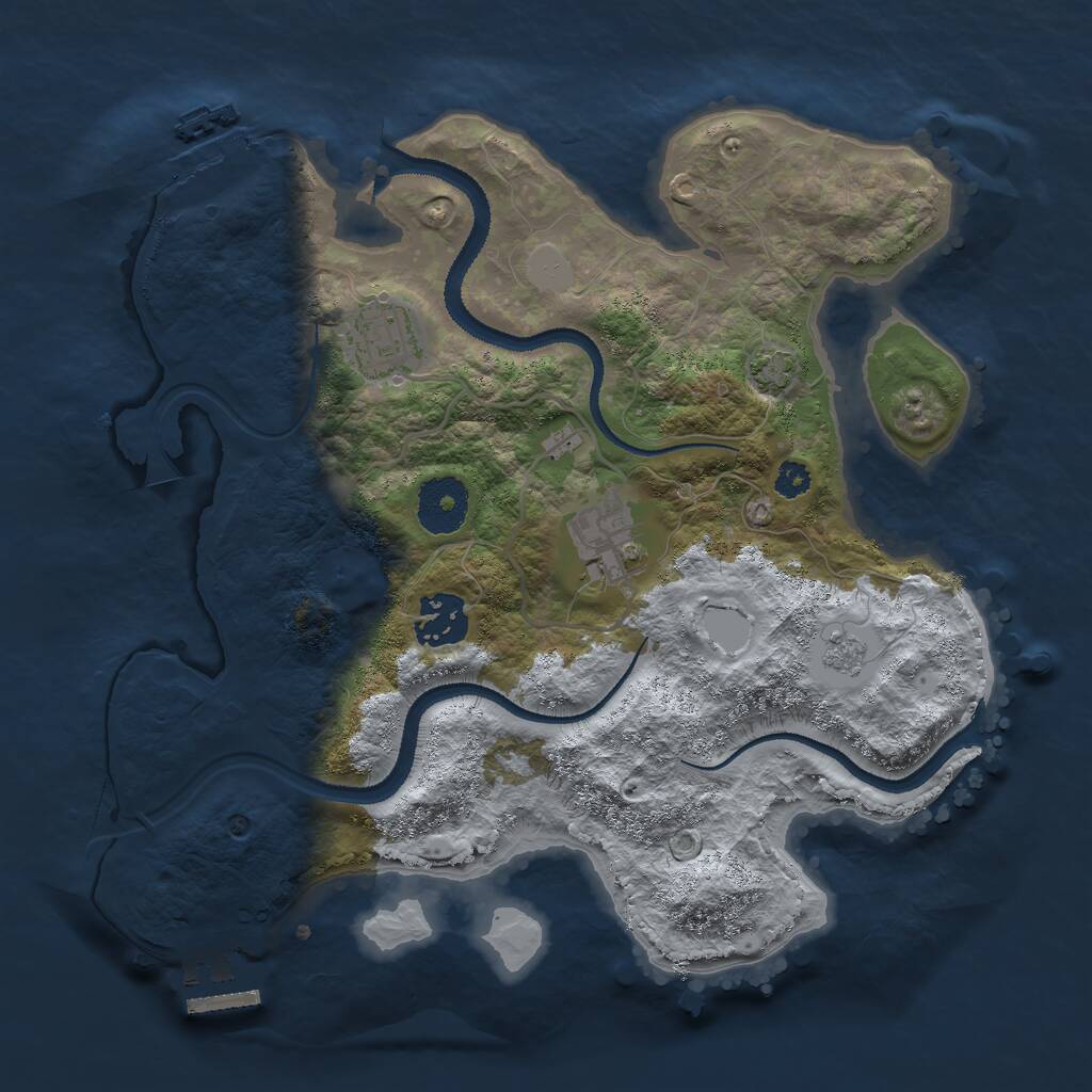 Rust Map: Procedural Map, Size: 3000, Seed: 4617239, 8 Monuments