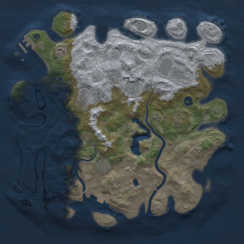 Rust Map: Procedural Map, Size: 4000, Seed: 673229027, 13 Monuments