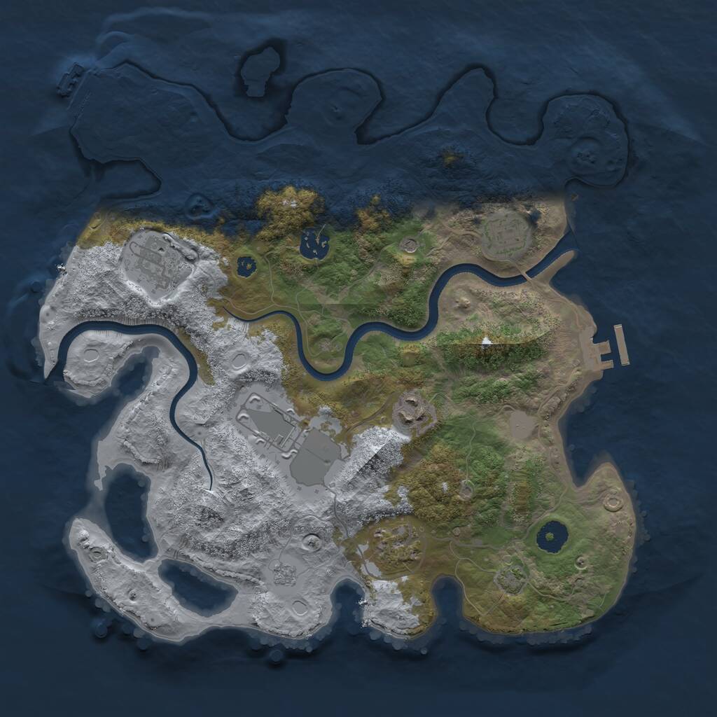 Rust Map: Procedural Map, Size: 3500, Seed: 894100754, 12 Monuments