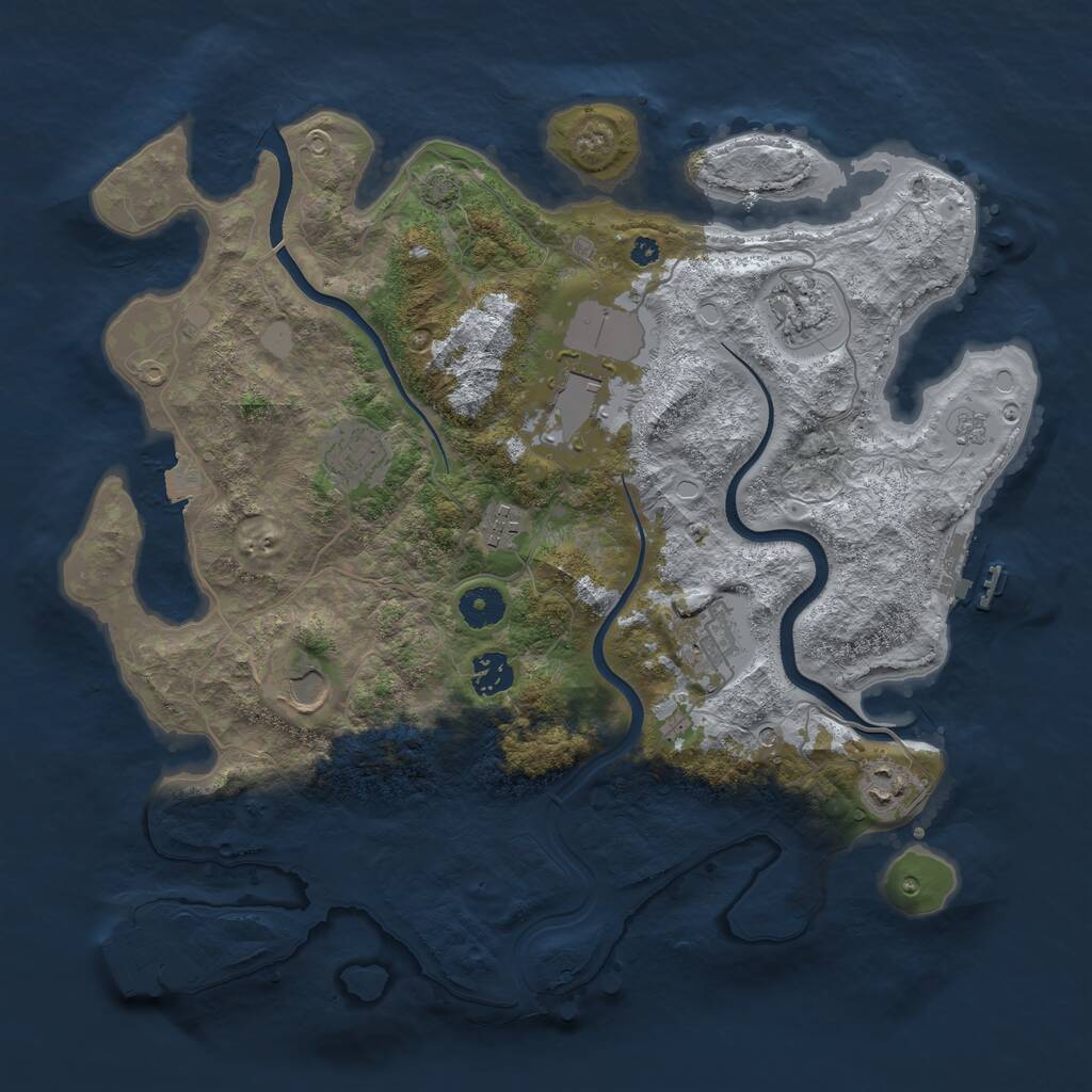 Rust Map: Procedural Map, Size: 3800, Seed: 644519373, 14 Monuments