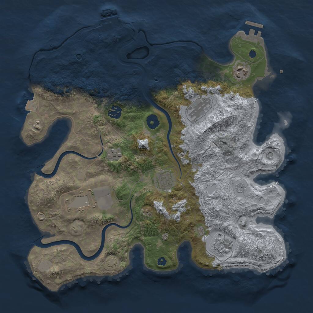 Rust Map: Procedural Map, Size: 3500, Seed: 1975764683, 13 Monuments