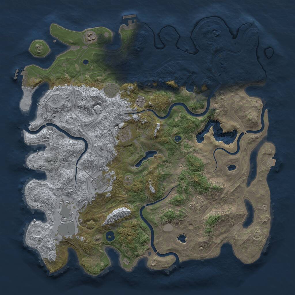 Rust Map: Procedural Map, Size: 4500, Seed: 2952025, 13 Monuments