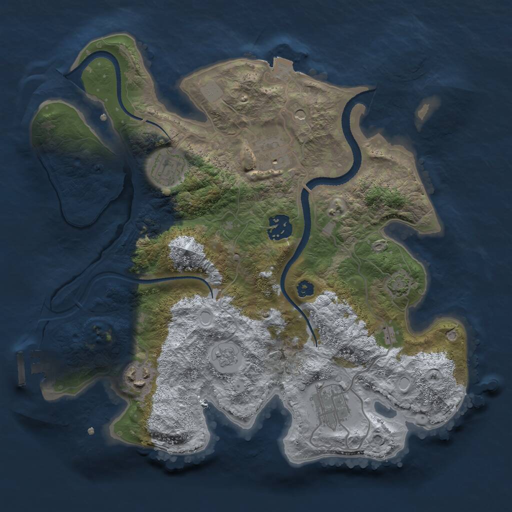 Rust Map: Procedural Map, Size: 3000, Seed: 15068, 10 Monuments