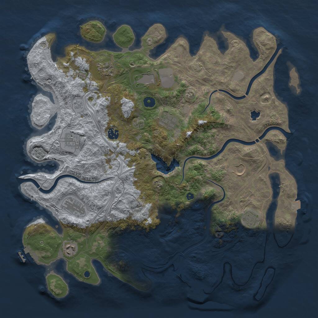 Rust Map: Procedural Map, Size: 4250, Seed: 727118832, 16 Monuments
