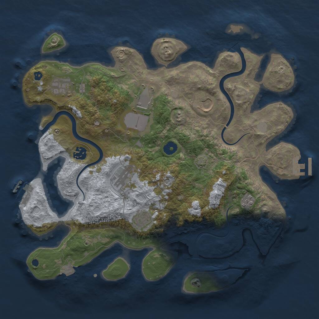 Rust Map: Procedural Map, Size: 3600, Seed: 2453, 12 Monuments