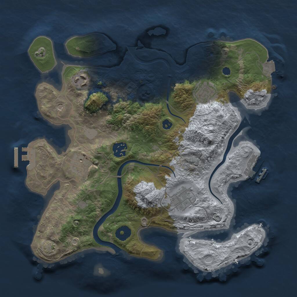 Rust Map: Procedural Map, Size: 3000, Seed: 19977661, 10 Monuments