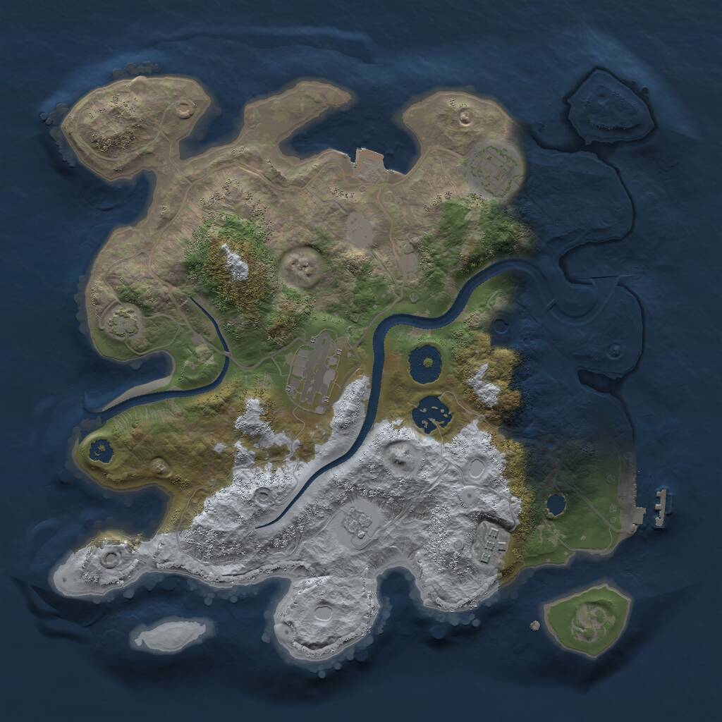 Rust Map: Procedural Map, Size: 3000, Seed: 1196475026, 9 Monuments