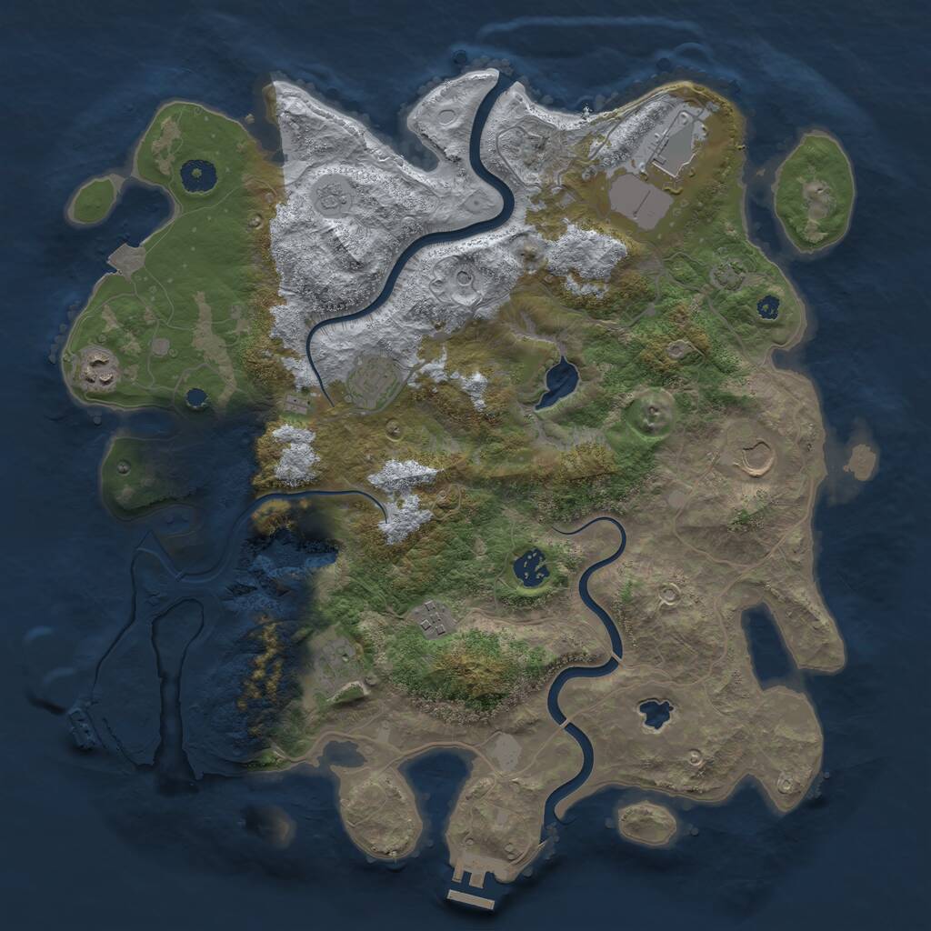 Rust Map: Procedural Map, Size: 4000, Seed: 704225850, 13 Monuments