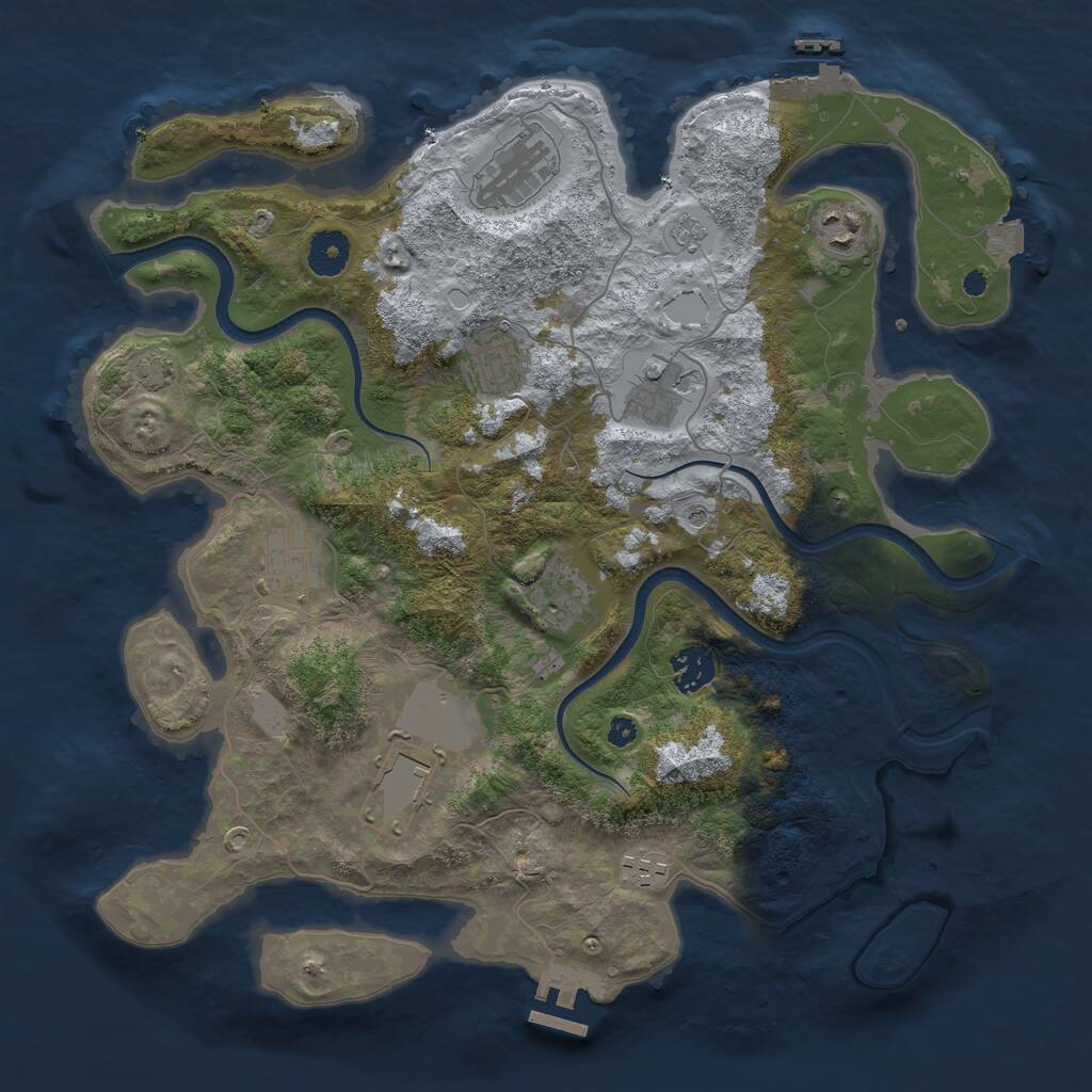 Rust Map: Procedural Map, Size: 3700, Seed: 1240490522, 15 Monuments