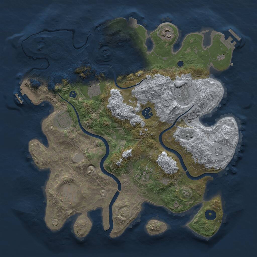 Rust Map: Procedural Map, Size: 3500, Seed: 668835566, 14 Monuments